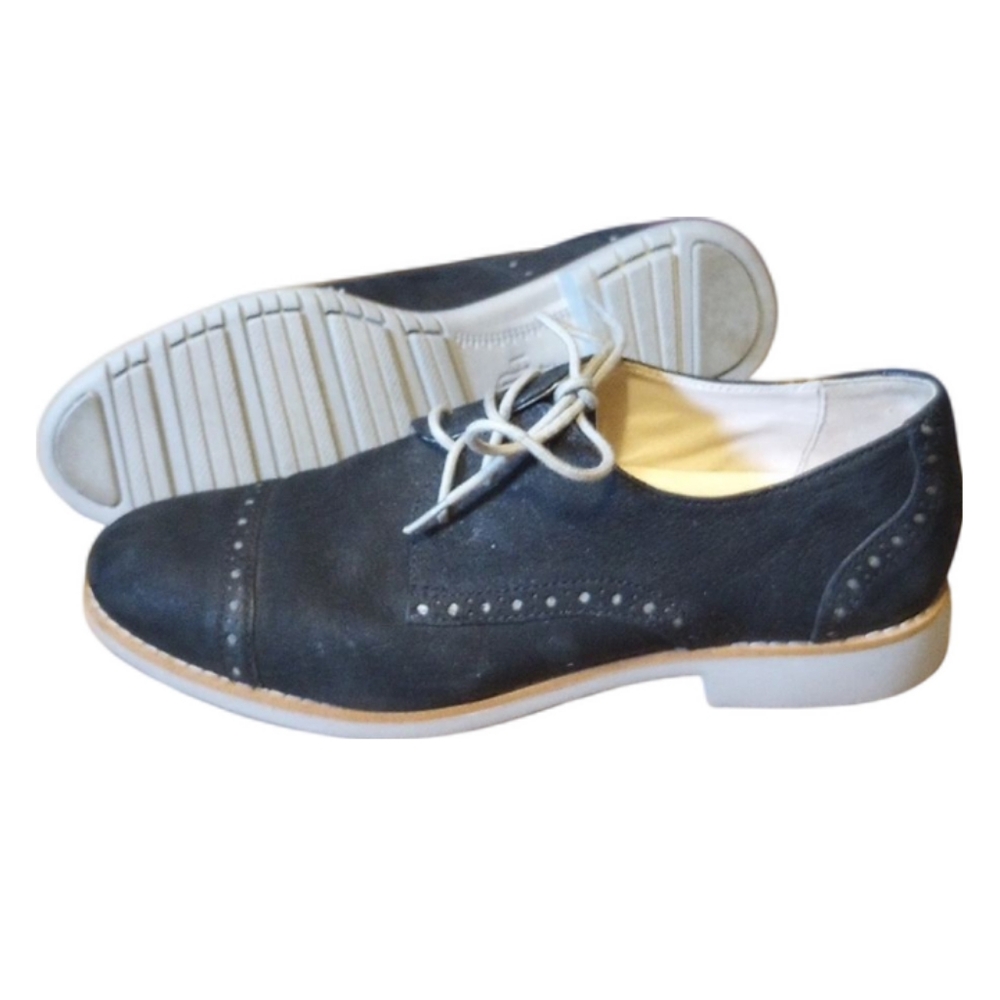 Cole Haan Women's Black Suede Oxfords - Picture 2 of 4